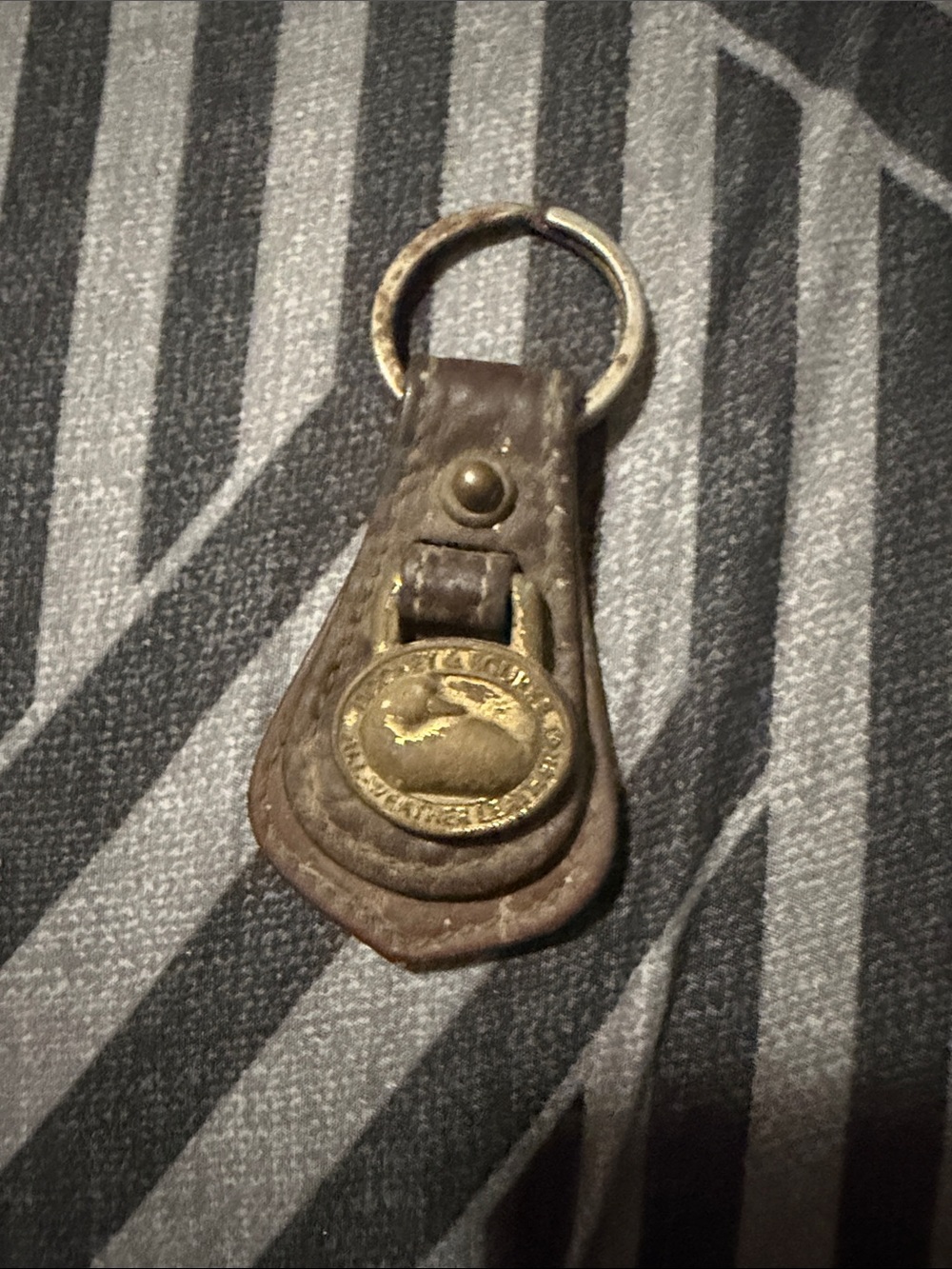Brown Leather Key Holder with Brass Medallion